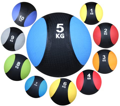 Lisaro Medizinball – Professionelle Studio-Qualität Gummimedizinbaelle, für Jede Trainingsroutine, Muskelaufbau, Cardio-Fitness, Kraft- und Erholungstraining, Medizinbälle in Gr. 1 bis 10 KG. (5-Kg)