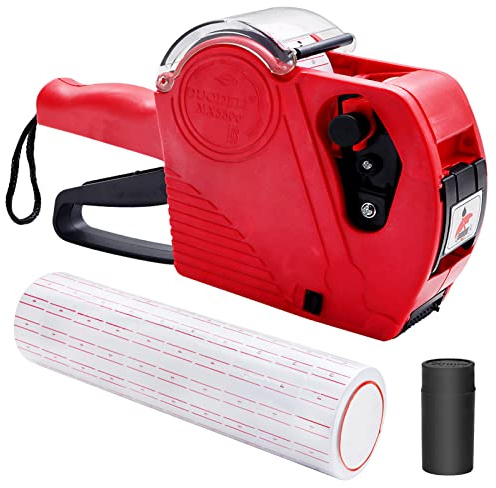 Uooker - Kit pistola etichettatrice prezzi a 8 cifre con 5000 etichette, pistola per etichette prezzi, macchina per cartellini dei prezzi, per negozio, ufficio, negozio di alimentari, kit pistola per