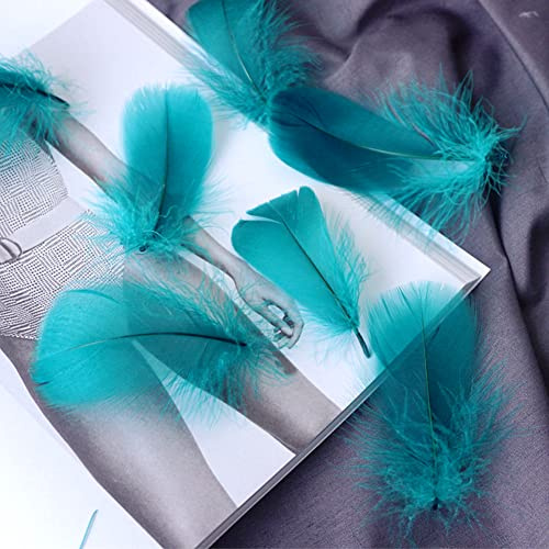 100 Pieces Peacock Blue Goose Feathers for Craft, Bulk Colored Feather 3-5Inch Goose Feathers for DIY Craft Projects Festivals Weddings Birthday Party Decor