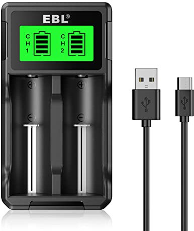 EBL Universal 18650 Battery Charger for 3.7V Lithium ion Rechargeable Batteries 26650 22650 18650 18490 18350 17670 17500 16340 (RCR123) 14500 and 1.2V Ni-MH Ni-CD Rechargeable AA AAA C Batteries