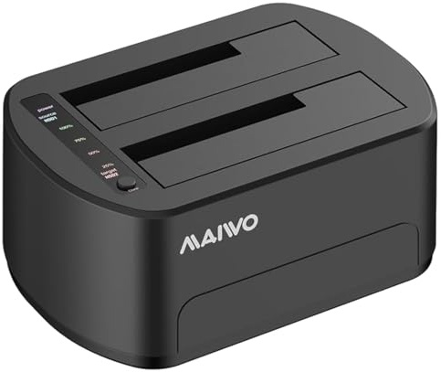 MAIWO External Hard Drive Docking Station with Offline Clone for 2.5/3.5 SATA HDD/SSD, 5Gbps with UASP, 48TB Capacity, Dual Bay USB 3.0 to SATA Adapter Duplicator