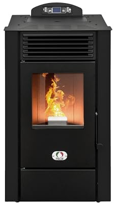 STUFE A PELLET ITALIA Alaska 9 KW 5 Sterne | Pelletöfen Effizienz 92% Heizt 80m² Autonomie 20 Sdt. 5-Sterne-Zertifiziert Programmierbar 5 Geschwindigkeiten und Leistungsstufen 24M Garantie Schwarz