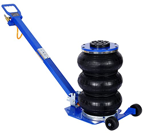 Tandagy 3T Triple Bag Air Jack 6600lbs Pneumatic Jack 3s Fast Lift Up 16in Airbag Jack with Adjustable Long Handle Heavy Duty Triple Air Bag Jack Lift for Cars Garage (Blue)