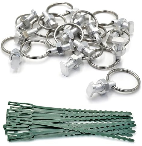 15 Pack Greenhouse Bolts and Rings, Aluminium Cropped Head Greenhouse Bolts and Nuts with Plant Ties, Create Secure Fixing Anchors in Channels for Plant Support, New Installations and Repairs