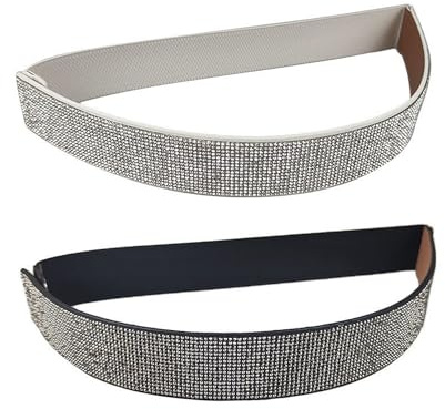 NyxSeat 2 Stück Strass-Damengürtel, Verstellbarer Gürtel, Taillenschmuck Aus Kunstlederlegierung, Kristallgürte