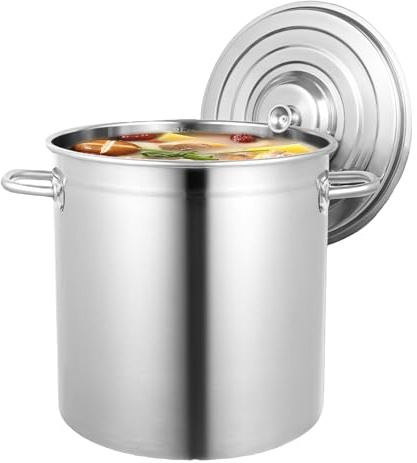 Loobiiny Marmite Inox 35 Litres - Faitout Électrique 35cm X 36cm - Grande Casserole Induction en Acier Inoxydable 201 - Grand Ragoût