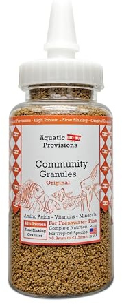 Aquatic Provisions Community Fish Food Granules 3.17 oz, High Protein Slow Sinking Original Size Granules