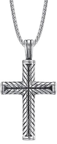 Homxi Mann Kette Silber Anhänger,Mann Halskette Anhänger Edelstahl Kreuz Halskette mit Anhänger Silber