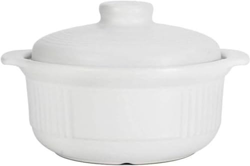 Non stick ceramic casserole dish, round clay pot with lid, Japanese terracotta pot, heat resistant pot with cook a white stew cook-S 2.5L