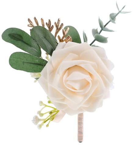 LIFKOME Boutonnière De Mariage Fleur Artificielle pour Hommes Et Femmes Accessoire De Mariage Élégant avec Décoration De Costume pour Marié Et Invités Accessoire De Fête Et Événements Spéciaux