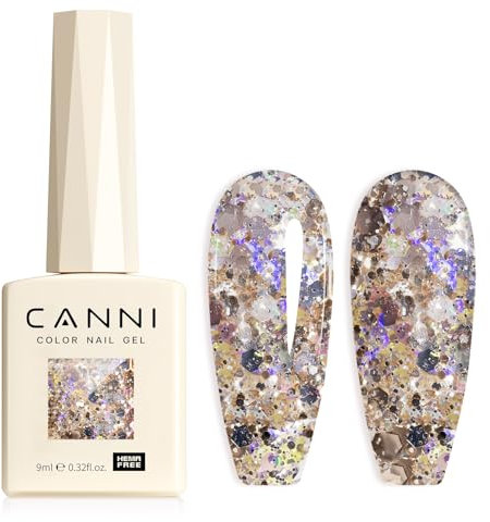 CANNI UV Gel Nagellack Glitzer Nagellack Gel Nail Polish Farbgel für Gelnägel UV Lack Soak Off gellack für UV Lampe 8095