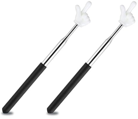 HAMKU Puntatore Telescopico per Insegnanti Allungabile Mano Bastone Puntatore Mini Bastone Retrattile per Insegnanti Puntatore Dito per Insegnanti in Classe Ausili per Insegnanti (Nero), 2 pezzo