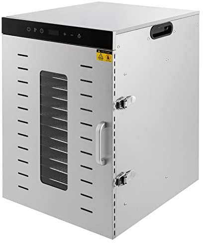 Garbenat 16-Etagen Dörrautomat 1500W Edelstahl Dehydrator 220V Elektrische Lebensmitteldehydrator mit 16 Tabletts, Einstellbare Temperatur 30-90℃ Dörrgerät für Früchte, Fleisch, Blumen