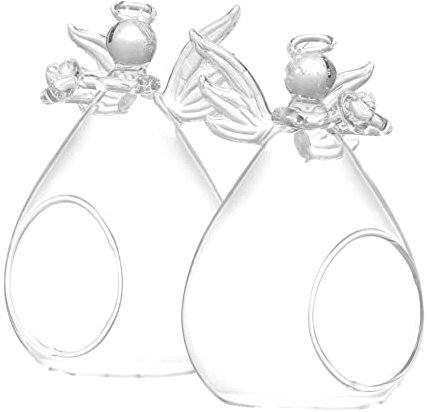 BESPORTBLE 2stücke Engelvase Aus Glas Transparent Als Dekoration Für Zuhause Und Büro Blumenvase Mit Glatter Oberfläche