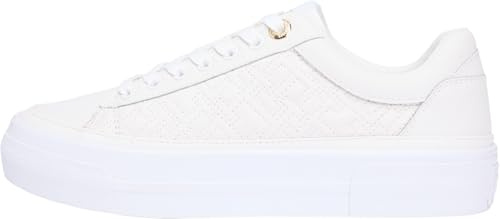 Tommy Hilfiger kvinnor TH plattform sneaker quiltad FW0FW09265 låg topp, vit (Ecru), 40, Vit Ecru, 40 EU