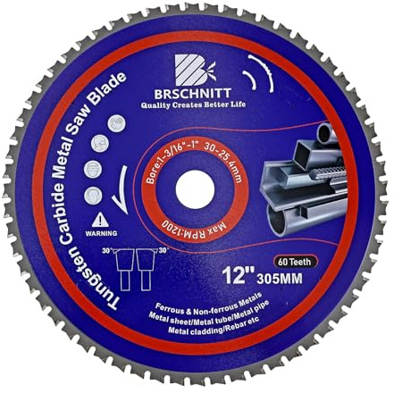 Kreissägeblatt Metall 305mm 30/25.4MM|60T TCT Metallkreissägeblatt zum Schneiden von Stahl, Aluminium, Kupfer, Metall Baustahl, für Kreissäge und Kappsäge | Metallsägeblatt