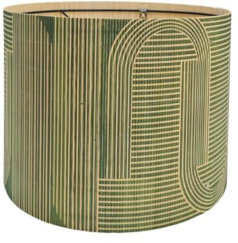 Rustic lamp Shade Bamboo with Decorative Green Geometric Figure Drum lamp shade for table lamps and floor lamps Ideal for Living Room Bedroom Easy Assemble Size 11.8 * 9.05Inch (Art Deco B)