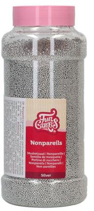 FunCakes Nonpareils Zuckerstreusel, Silver, 800 g | Guter Geschmack, Perfekt zum Dekorieren von Eis, Kuchen, Cupcakes, Cake Pops, Donuts und Kekse, Sprinkle Streusel Mix
