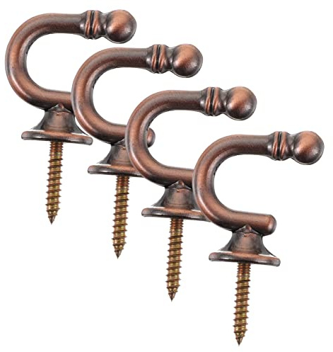 Healifty 4 Piezas, Ganchos para Sujetar Cortinas de Metal Bola | Aleación de Zinc, Diseño Simple y Decorativo, para Salón y Baño, Acabado Rojo Bronce