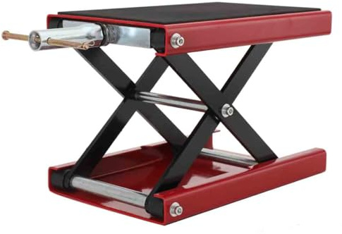Cozyel Ponte Sollevatore Moto 500Kg, Altezza 95-350Mm, Struttura Pieghevole Con Manovella, Piattaforma Antiscivolo 360x230Mm, Cavalletto Alza Moto Per Officina