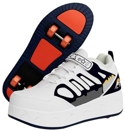 Scarpe con Rotelle 4 Ruote Bambina Bambino - Sportive Roller Rimovibili per Skateboard, Modalità 2/4 Ruote - Regalo Bambini (Taglia 30-38), blue-34