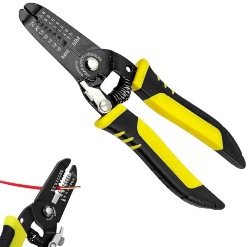 10-22 AWG Multi-Gauge 7 Precision Wire Strippers, Durable Steel Cable Stripper with Safety Lock for Home Repair, Electrician & DIY