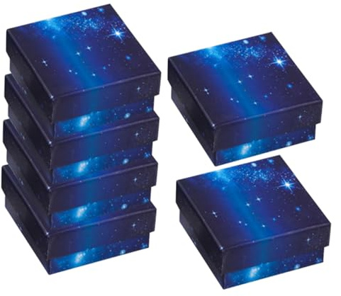 SHINEOFI 6 Piezas Cajas de Regalo para Joyería Pequeñas Cajas de Cartón con Tapa y Forro de Organizador Portátil para Anillos Pendientes y Collares para Embalaje y Exhibición