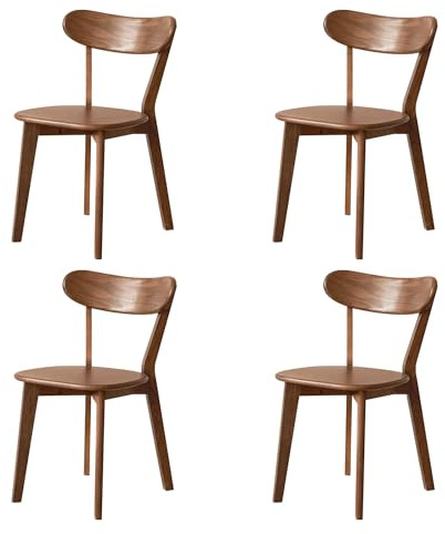 YESWOOD - Juego de 4 sillas de comedor de roble macizo, respaldo ergonómico, silla para comedor, cocina, sala de estar, oficina, dormitorio, 47,5 x 55 x 78 cm, nogal