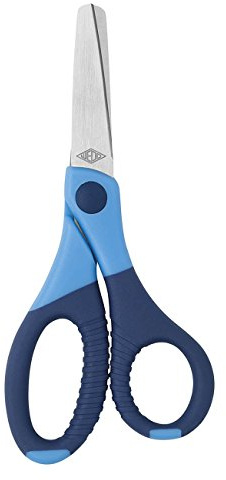 Wedo 771503 Gripy Bastelschere Gripy 13 cm, abgerundete Spitzen, Edelstahl rostfrei Ergonomische Gummi Griffe, Blau