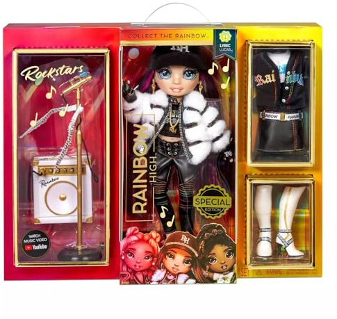 Rainbow High Rockstar Fashion Doll 2 Complete Outfits & Rockband Essentials Choose Carmen Major, Vanessa Tempo, Lyric Lucas (Lyric Lucas)