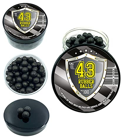 Rubber Balls in 43 Caliber 100 pezzi Palline di gomma dura Paintball Proiettili riutilizzabili Powerball per autodifesa Pistole e addestramento in calibro .43