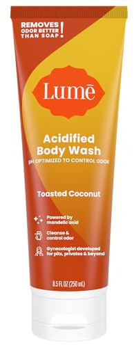 Lume Acidified Body Wash - 24-Hour Odor Control - Removes Odors Better Than Soap - Moisturising Formula - Formulated Without SLS or Parabens - OB/GYN Developed - 240ml (Roasted