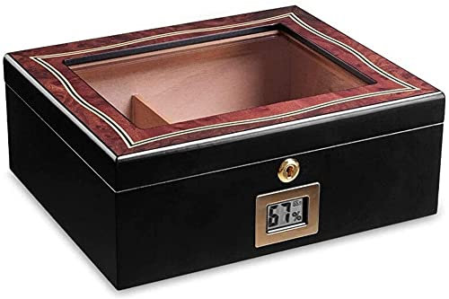 ROLTIN Glänzender Zigarren-Humidor, Zigarrenbox für 35 Zigarren, Tisch-Humidor mit Luxus-Hygrometer und Luftbefeuchter, dekorative Box