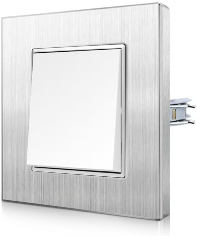 CNBINGO Aluminium Wippschalter mit Spannkrallen, 1-Fach 1-Weg, Silber