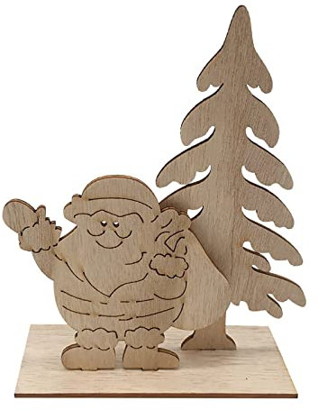 Weihnachtsdorf-Szene Weihnachtsmann DIY Baum Tischplatte Ornamente Tischdekorationen Baum Holz 3D Natürliche Ausschnitte Holz