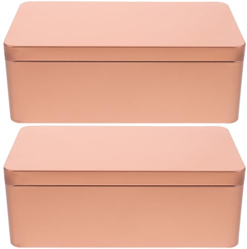 MAGICLULU 2Pcs Metal Tin Box Metal Empty Rectangular Cookie Tins with Lid Tea Storage Box for Treats Candle Favors Home Storage Supplies 7 x 3.85 x 2.52Inch