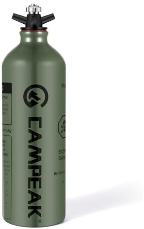 CAMPEAK Botella de combustible líquido portátil de 1 litro para acampar al aire libre con válvula de seguridad