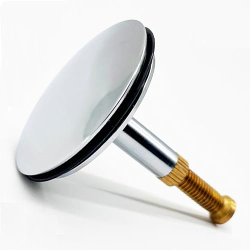 Pop Up Bath Plug 43mm Cover/ 8mm Pole Adjustable, Solid Brass Chrome Bathtub Drain Stopper, Chonphan Tub Plug Stopper, Drain Set for Uk Standard Bathtub