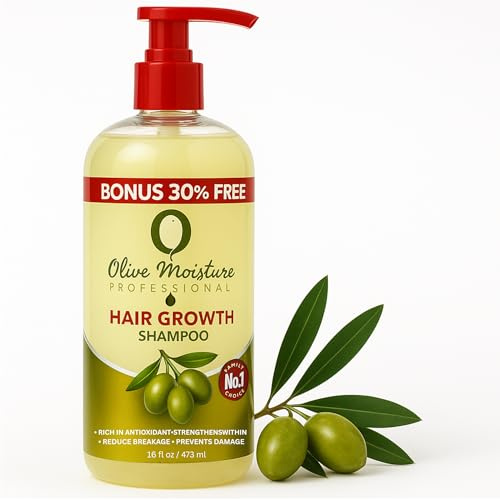 Olive Moisture Hair Growth Shampoo 16 Oz (473 ml) – Stimulates hair follicles, boosts shine & hydration, promotes thicker growth, gently cleanses dry scalp without stripping natural oils