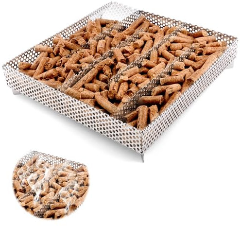 SWOUEKO Smoker Box Barbecue, Vassoio per Affumicatore Pellet, Generatore di Affumicatore a Freddo per Barbecue, Cassa per Affumicatura per Griglie, Affumicatore BBQ Adatto per Picnic All'aperto, Festa