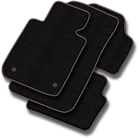 SMK Velours Premium fussmatten Auto passend für Citroen Jumper II 2006-2016 - Premium, Leder, Rot und weiß fußmatten Auto - Erleben Sie neuen Fahrkomfort mit einem Velours- Auto fußmatten Satz für I