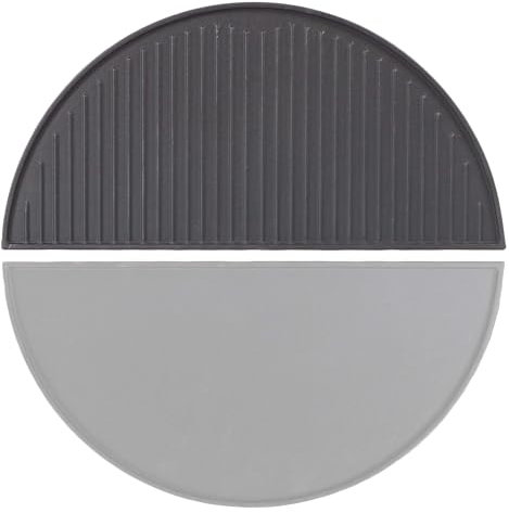 Wiltec Piastra in ghisa rigata, forma a mezza luna, 55 x 26,5 x 1,5 cm, griglia in ghisa per barbecue, bistecchiera, ideale per grigliare carne, pesce, verdure