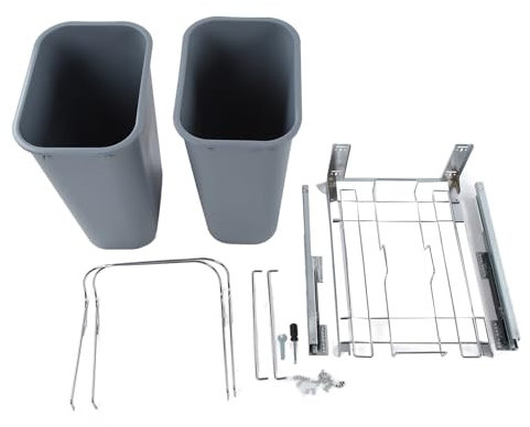 Hyuduo Poubelle à Double Poubelle, Poubelle à Double Compartiment Extractible, 35 L avec Rail Coulissant D'amortissement, Facile à Assembler pour Un Usage Domestique et Commercial
