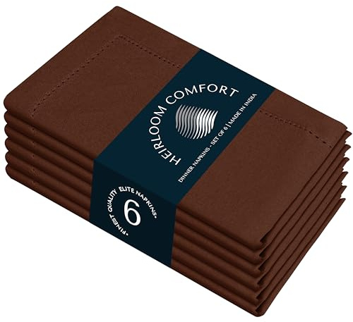 HEIRLOOM COMFORT Confezione da 6 tovaglioli di stoffa con orlo a giorno, 100% cotone, 45 x 45 cm, con bordi squadrati, morbidi e lavabili, perfetti per hotel, ristoranti, pranzo, matrimoni, eventi