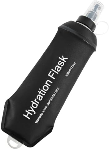 AXEN 500ML Soft Flask, TPU Foldable Running Hydration Flask, Soft Collapsible Water Bottle for Hydration Pack Cycling Marathon Running Hiking, Black