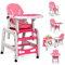 RELAX4LIFE 3 in 1 Seggiolone Pappa, Seggiolone Multifunzione con Doppio Vassoio Estraibile, Schienale Regolabile, Cuscino Staccabile e Cintura di Sicurezza, per Bambini 6-36 Mesi, 20KG (Rosa)