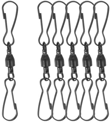 PATIKIL 70mm Drehhaken Für Windspiel 6 Stück Edelstahl 360 Grad Windsack Zubehör Windspiel Aufhänger Für Windsack Vogelfutter Party Garten Glocken Schwarz