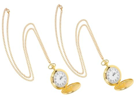Uonlytech 2stücke Quarz Taschenuhr mit Kette Damen Herren Römische Zifferblatt Vintage Antik Taschenuhr Anhänger Uhrenkette Halskettenuhr Kettenuhr für Damen und Herren