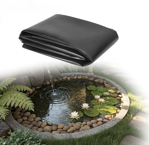 WUQINC Fodera Laghetto 100 x 1000 cm Flessibile Fodera Laghetto Nero HDPE Stabile Ai Raggi UV per Laghetti, Laghetti, Giardini Acquatici, Fontane, Nero