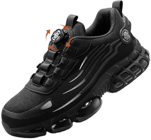XIEHX Steel Toe Cap Safety Trainers Men Women Lightweight Work Shoes Black